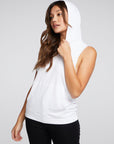 Linen French Terry Sleeveless Kanga Pocket Hoodie WOMENS chaserbrand