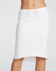Cotton Fleece Hi Lo Raw Edge Midi Skirt with Drawstring WOMENS chaserbrand