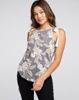 Slub Jersey Double Scoop Shirttail Tank with Twill Tape Bows WOMENS chaserbrand
