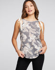 Slub Jersey Double Scoop Shirttail Tank with Twill Tape Bows WOMENS chaserbrand