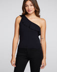 Cool Jersey One Shoulder Ruffle Top WOMENS chaserbrand