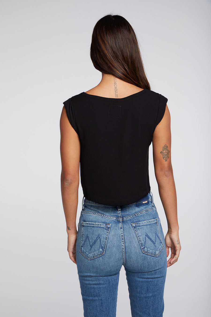 Heirloom Wovens Tie Waist Rolled Armhole Crop Tank WOMENS chaserbrand