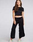 Stretch Silky Basics Cropped Open Back Tie Tee WOMENS chaserbrand