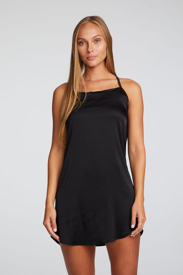 Stretch Silky Basics Drape Back Hi Lo Shirttail Slip Dress WOMENS chaserbrand
