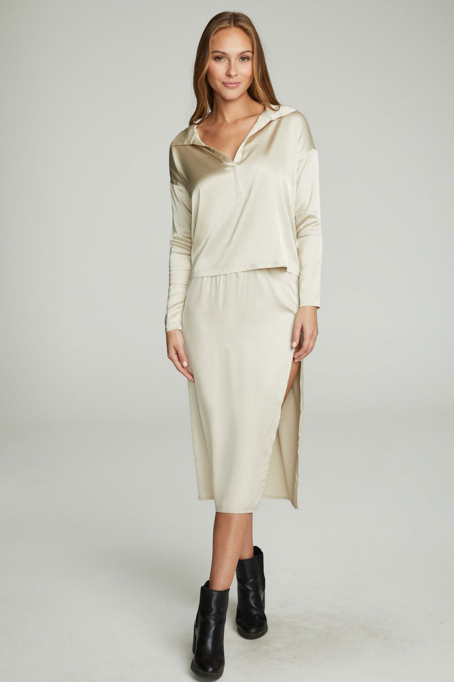 Side Slit Midi Skirt WOMENS chaserbrand