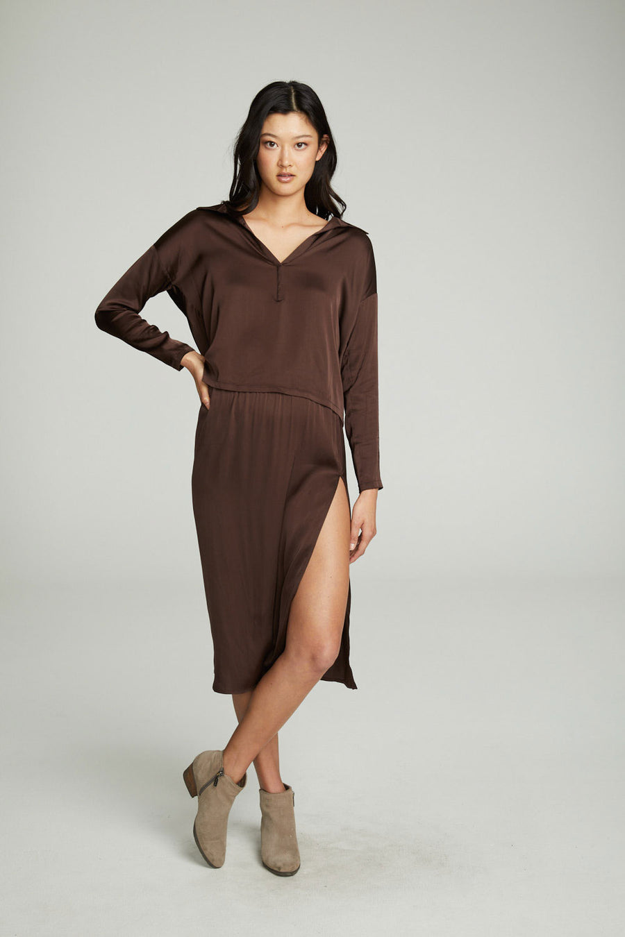 Side Slit Midi Skirt WOMENS chaserbrand