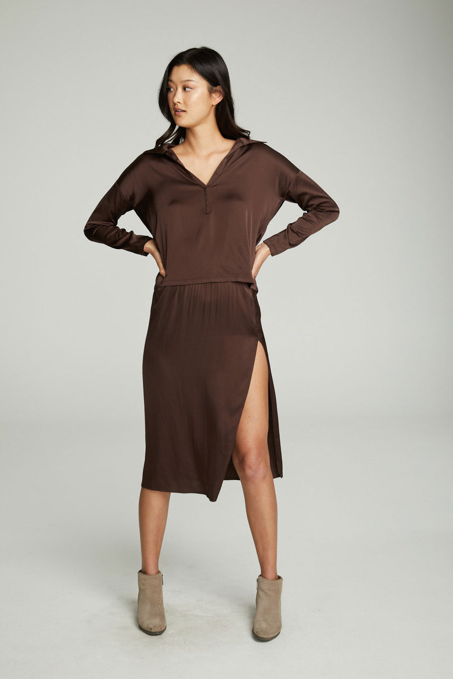 Side Slit Midi Skirt WOMENS chaserbrand