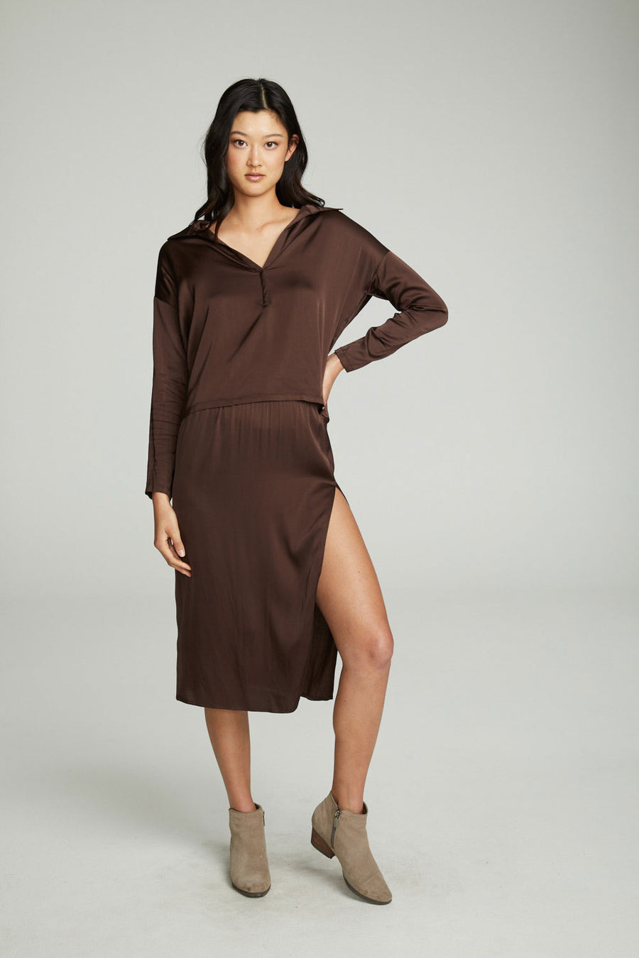 Side Slit Midi Skirt WOMENS chaserbrand