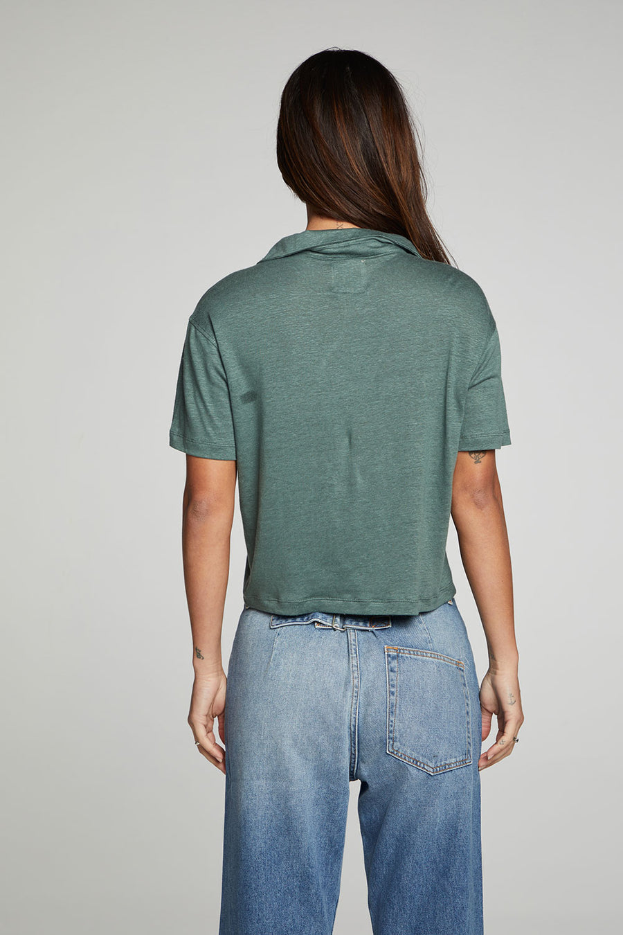 Cropped Polo Boxy Short Sleeved Tee WOMENS chaserbrand