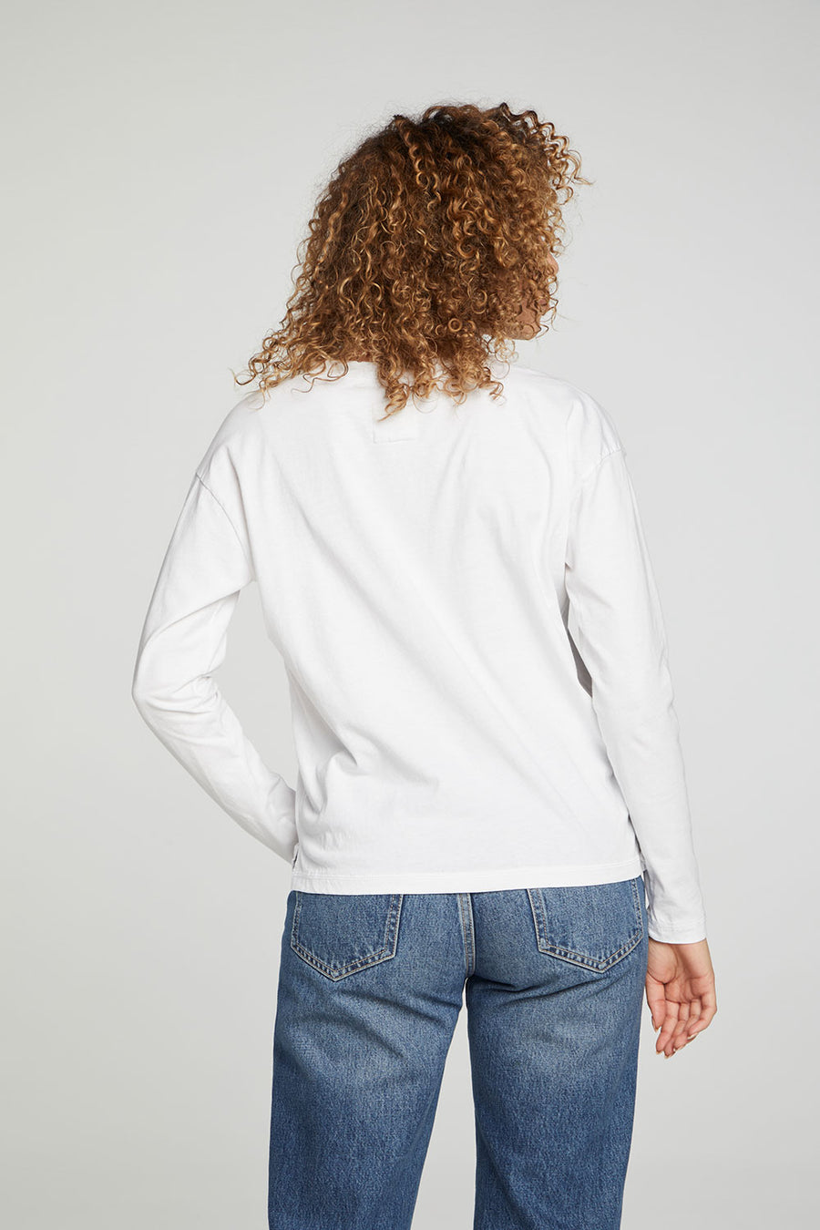 Cropped Boxy Long Sleeve Henley With Side Slits WOMENS chaserbrand