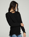 Long Sleeve Crew Neck Deconstructed Sweater Pullover WOMENS chaserbrand