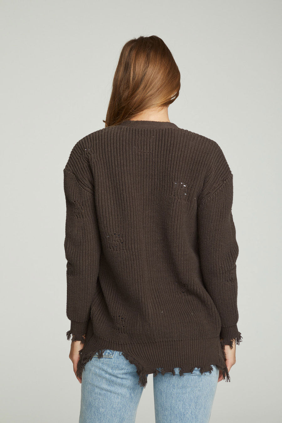 Long Sleeve Button Down Deconstructed  Sweater Cardigan WOMENS chaserbrand
