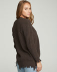 Long Sleeve Button Down Deconstructed  Sweater Cardigan WOMENS chaserbrand