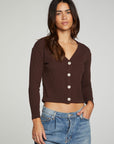 Button Down Cropped Long Sleeve Cardigan WOMENS chaserbrand