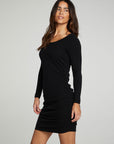 Double Scoop Long Sleeve Shirred Dress WOMENS chaserbrand