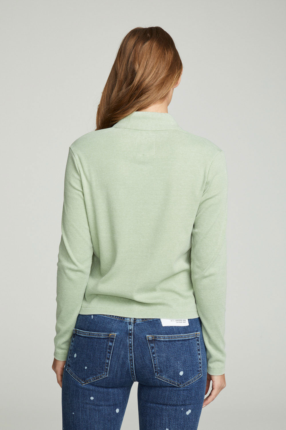 Long Sleeve Snap Front Mock Neck Tee WOMENS chaserbrand