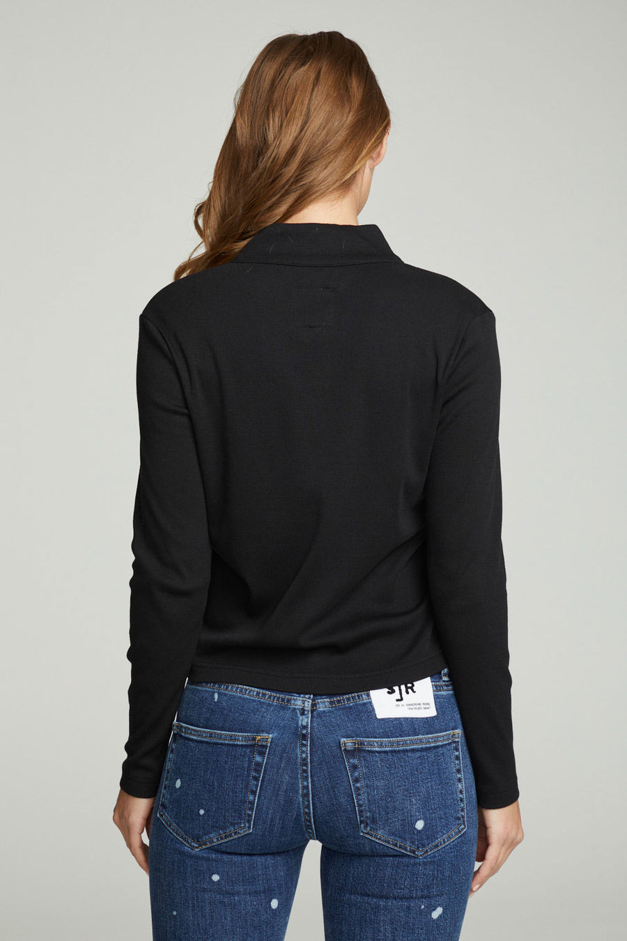 Long Sleeve Snap Front Mock Neck Tee WOMENS chaserbrand
