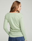 Long Sleeve Split Neck Rouched Side Tee WOMENS chaserbrand