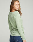 Long Sleeve Split Neck Rouched Side Tee WOMENS chaserbrand