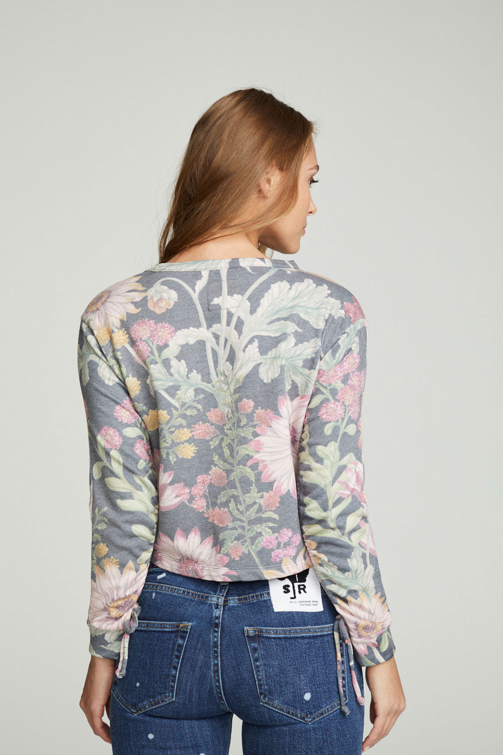 Drawstring Shirred Long Sleeve Cropped Pullover WOMENS chaserbrand