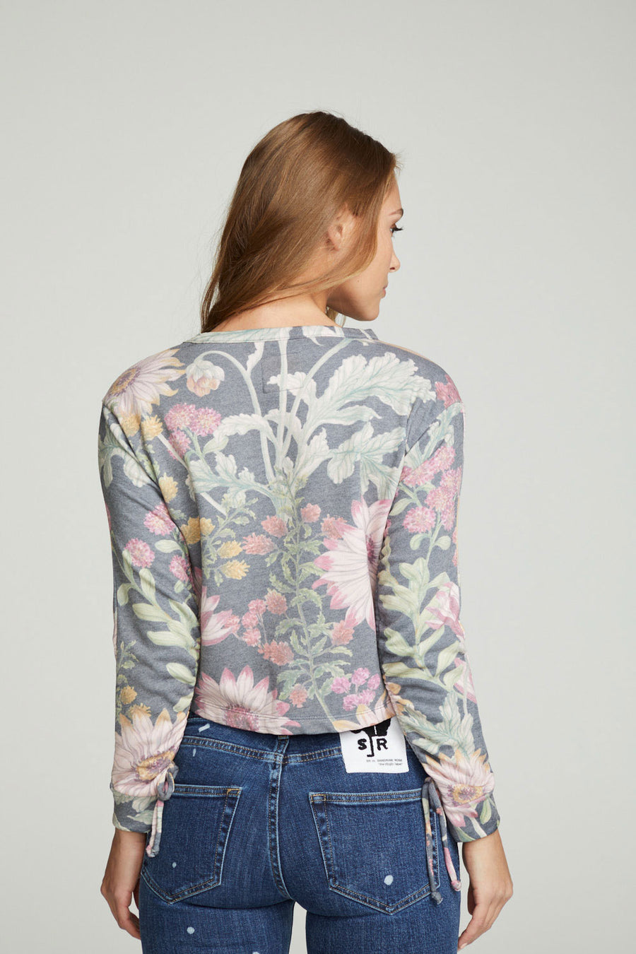 Drawstring Shirred Long Sleeve Cropped Pullover WOMENS chaserbrand