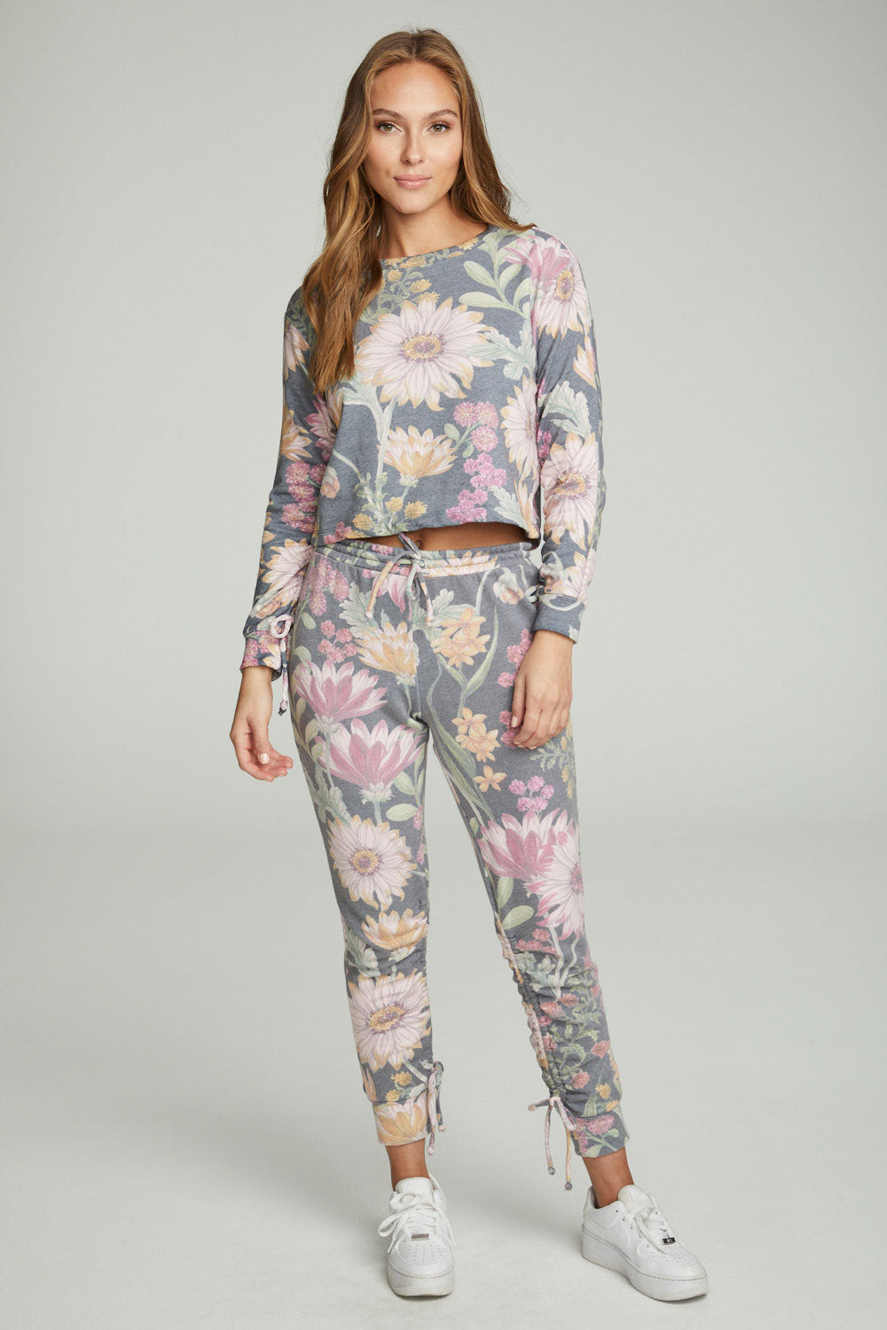 Drawstring Shirred Long Sleeve Cropped Pullover WOMENS chaserbrand