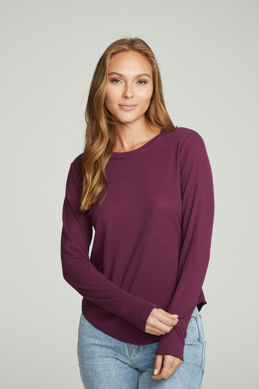 Long Sleeve Crew Neck Shirttail Tee WOMENS chaserbrand