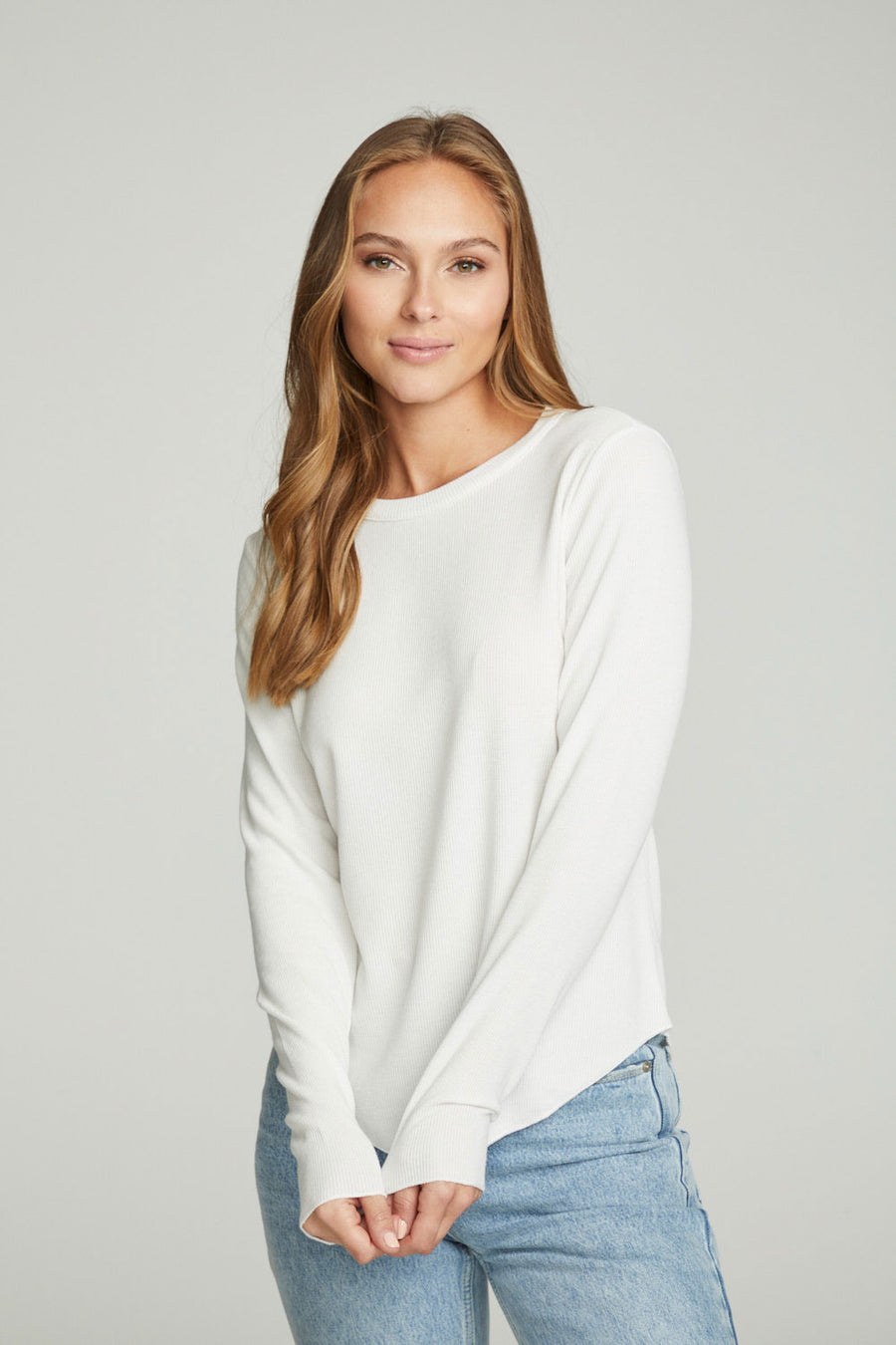 Long Sleeve Crew Neck Shirttail Tee WOMENS chaserbrand