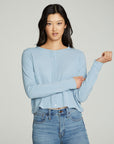 Long Sleeve Button Down Semi Cropped Tee WOMENS chaserbrand