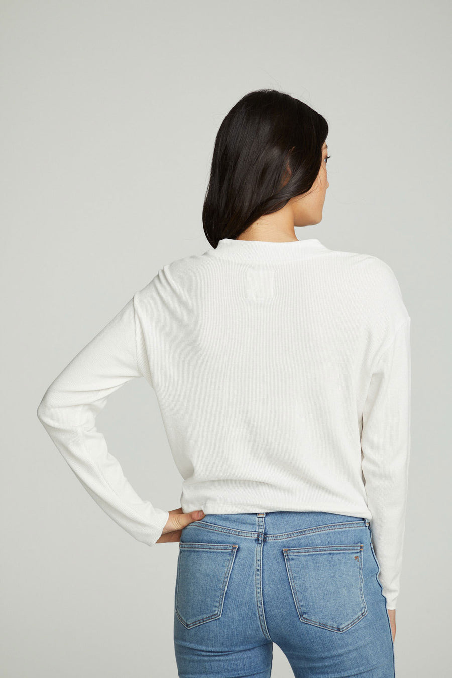 Long Sleeve Zipper Mock Neck Semi Cropped Tee WOMENS chaserbrand
