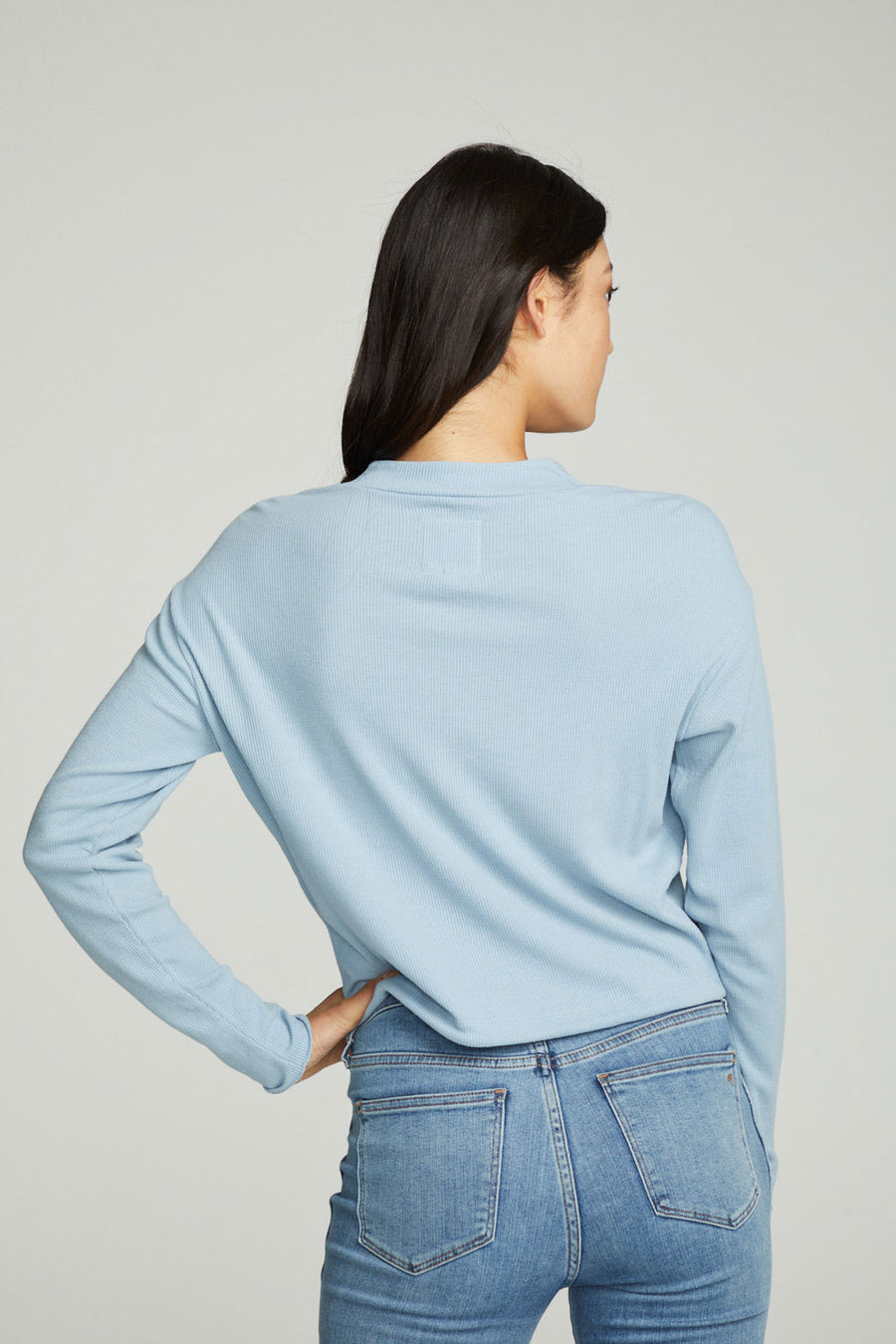 Long Sleeve Zipper Mock Neck Semi Cropped Tee WOMENS chaserbrand