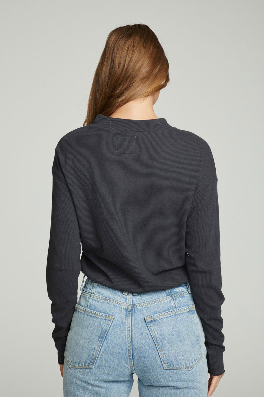 Long Sleeve Zipper Mock Neck Semi Cropped Tee WOMENS chaserbrand