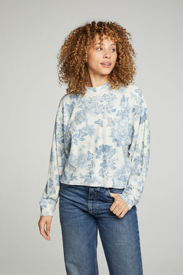 Long Sleeve Cropped Mock Neck Raglan Tee WOMENS chaserbrand