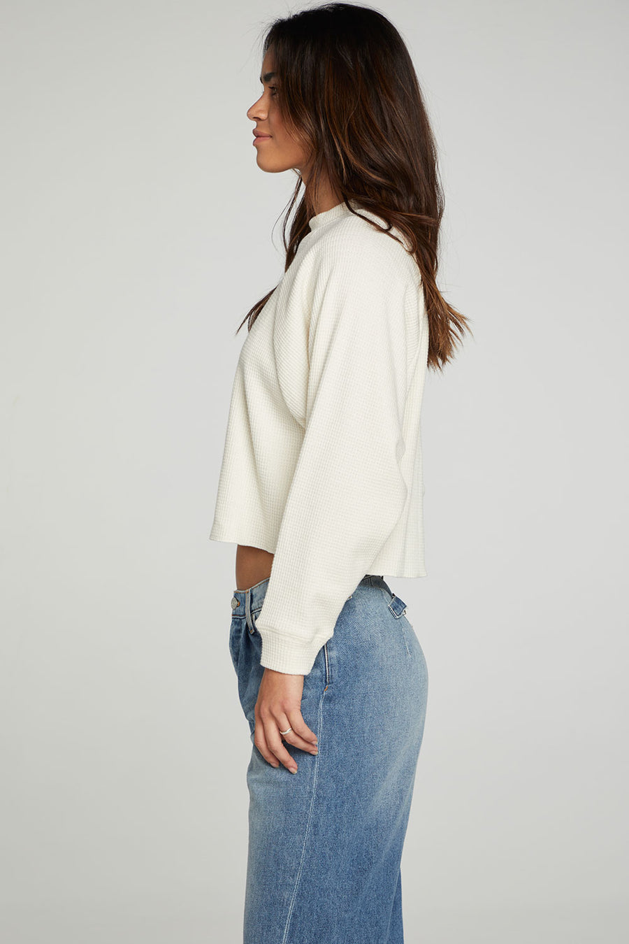 Long Sleeve Cropped Mock Neck Raglan Tee WOMENS chaserbrand