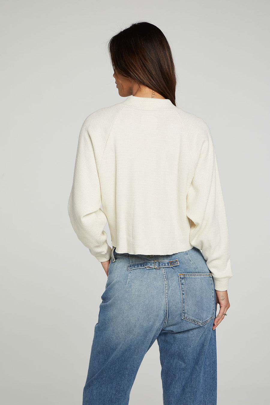 Long Sleeve Cropped Mock Neck Raglan Tee WOMENS chaserbrand