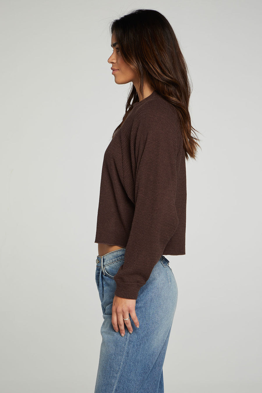Long Sleeve Cropped Mock Neck Raglan Tee WOMENS chaserbrand