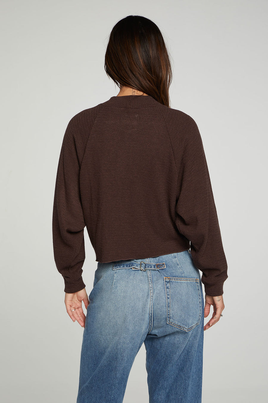 Long Sleeve Cropped Mock Neck Raglan Tee WOMENS chaserbrand