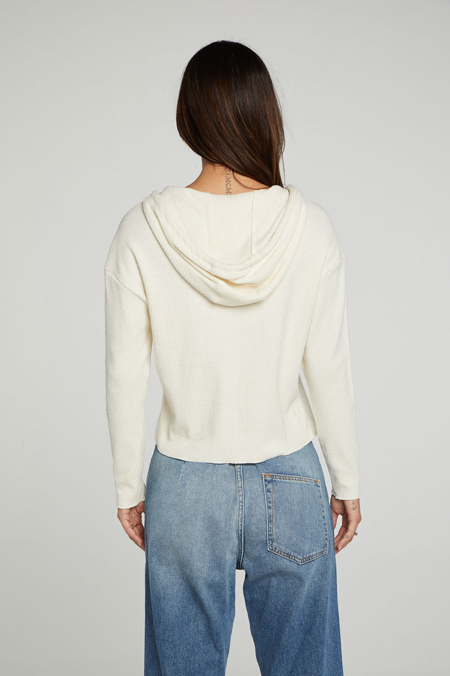 Long Sleeve Semi Cropped Zip Front Hoodie WOMENS chaserbrand
