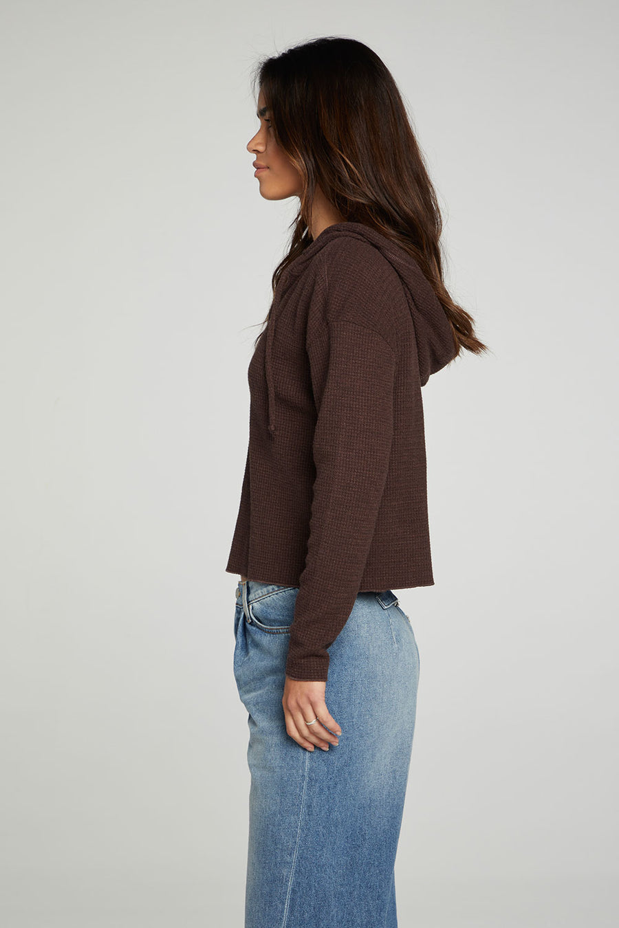Long Sleeve Semi Cropped Zip Front Hoodie WOMENS chaserbrand