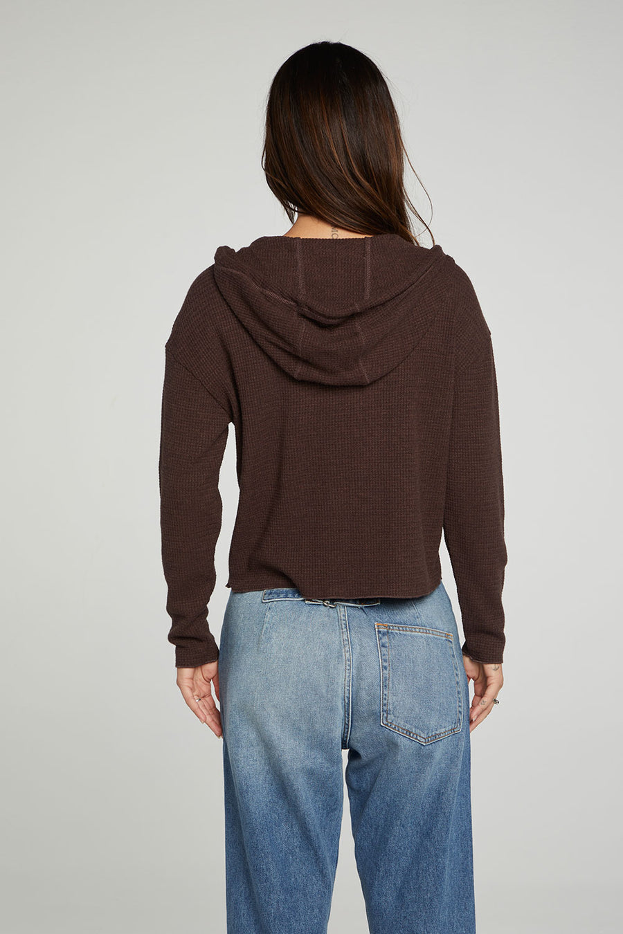 Long Sleeve Semi Cropped Zip Front Hoodie WOMENS chaserbrand