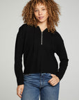 Long Sleeve Semi Cropped Zip Front Hoodie WOMENS chaserbrand