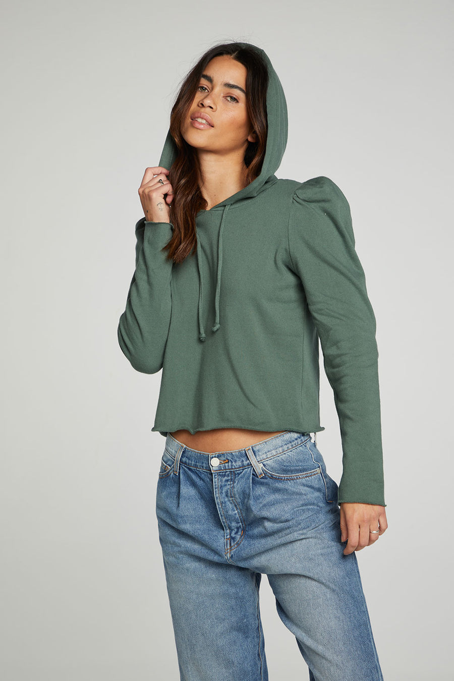 Puff Sleeve Cropped Hoodie WOMENS chaserbrand