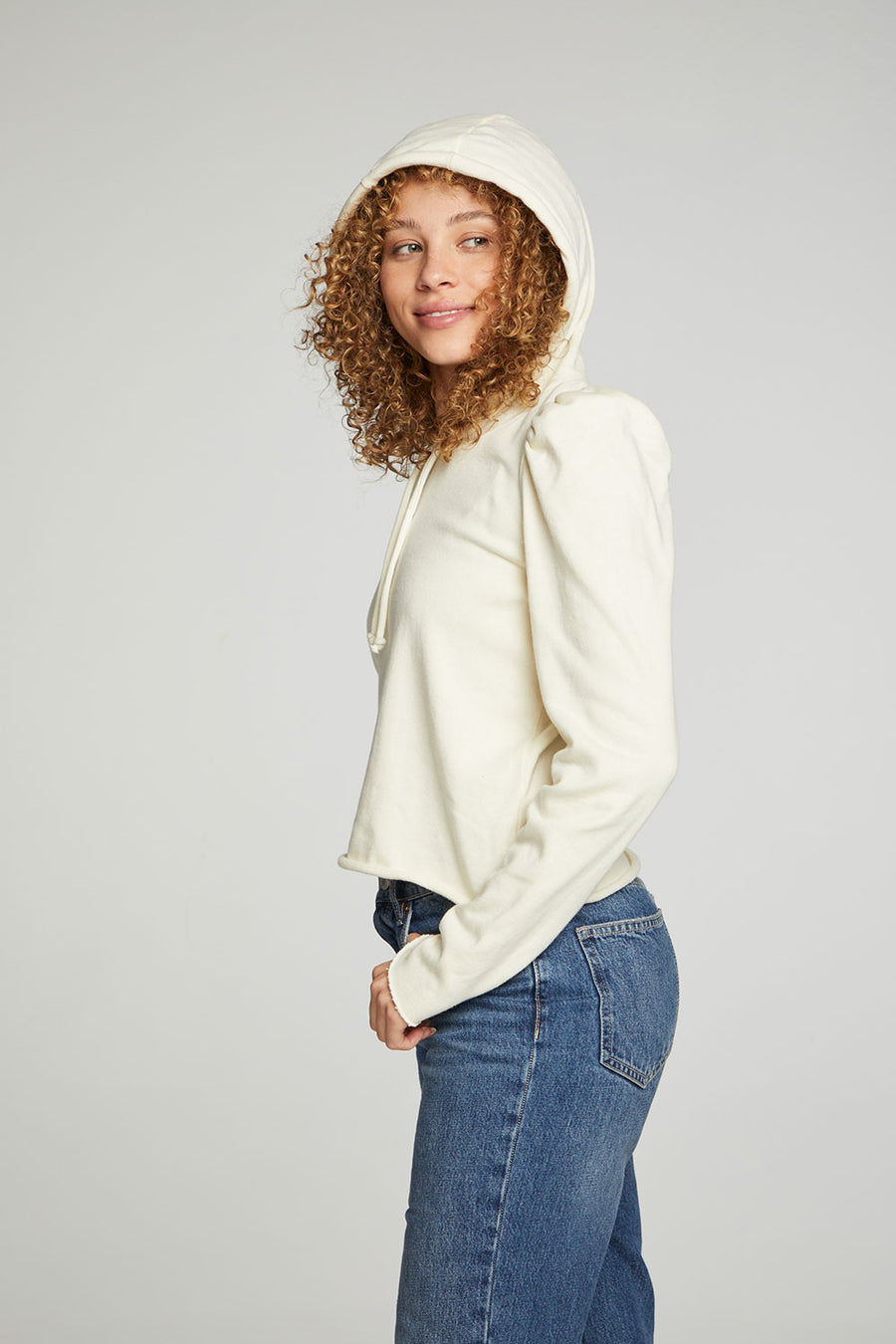 Puff Sleeve Cropped Hoodie WOMENS chaserbrand