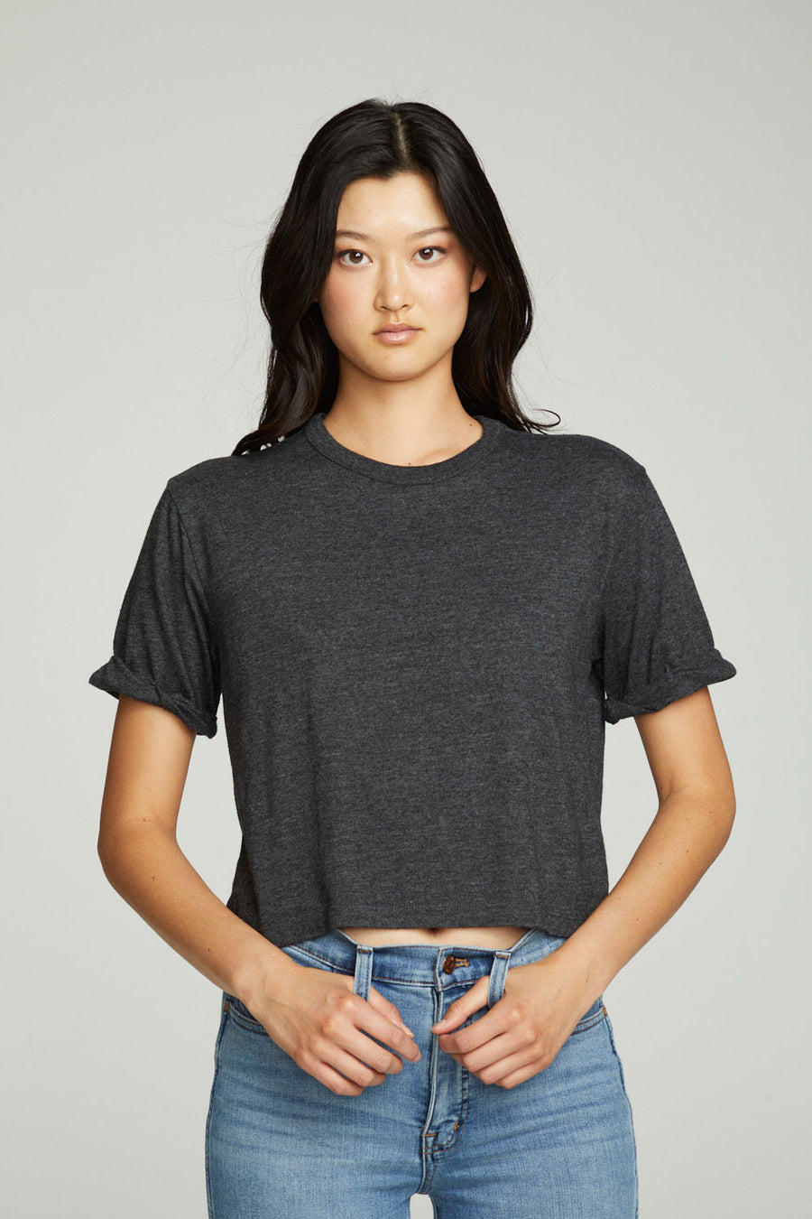 Cropped Crew Neck Short Sleeve Tee WOMENS chaserbrand