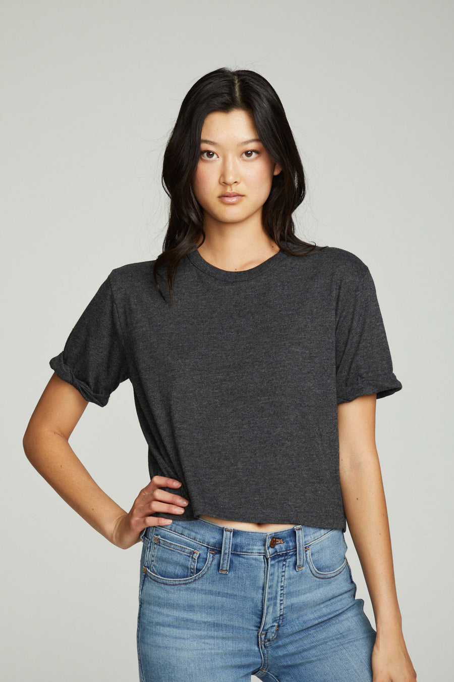 Cropped Crew Neck Short Sleeve Tee WOMENS chaserbrand