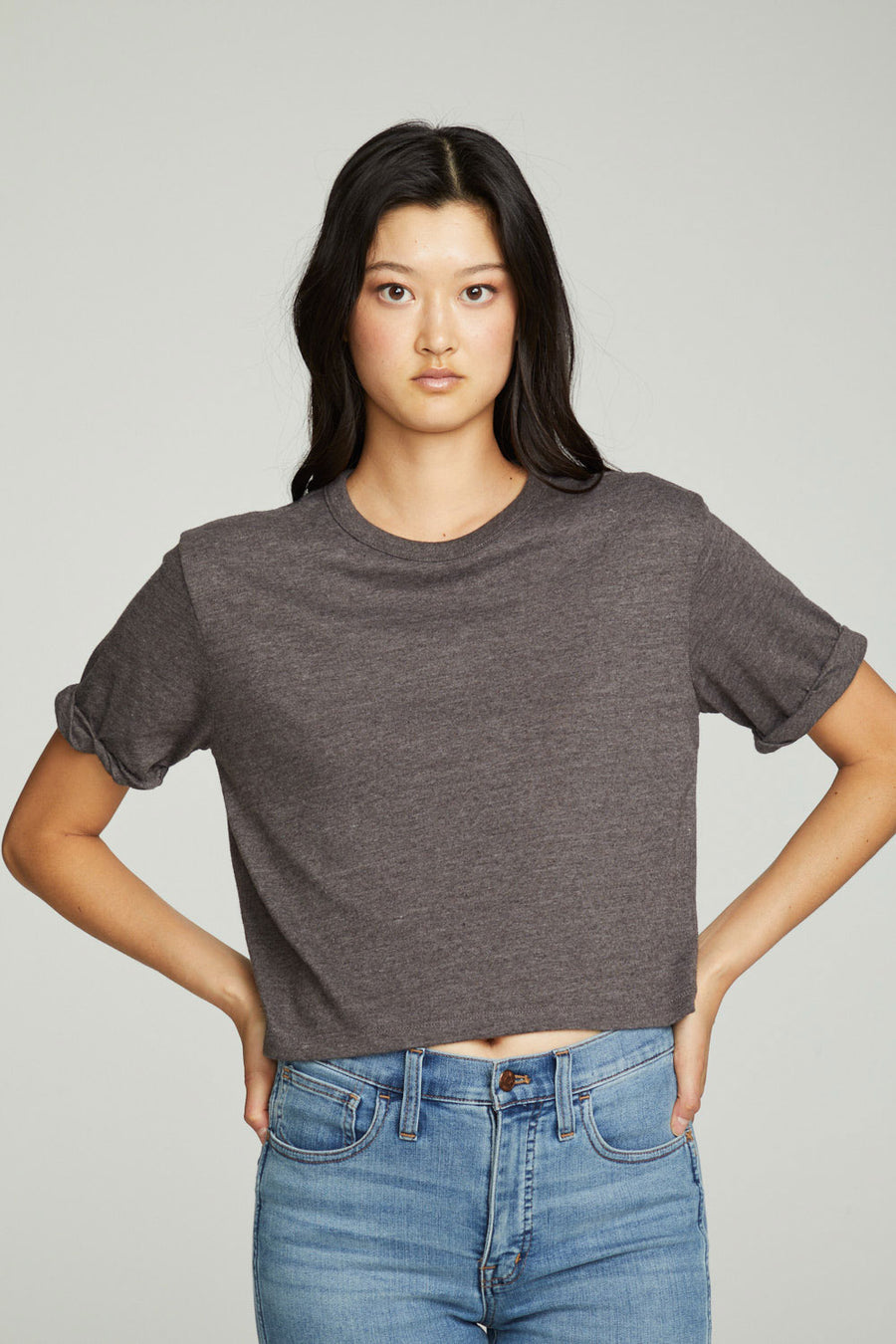 Cropped Crew Neck Short Sleeve Tee WOMENS chaserbrand