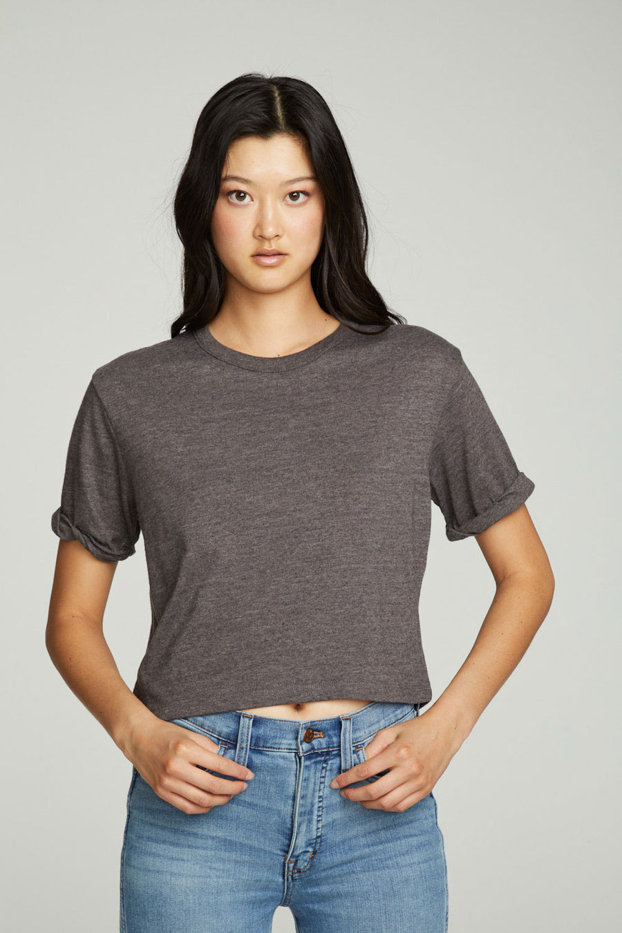 Cropped Crew Neck Short Sleeve Tee WOMENS chaserbrand