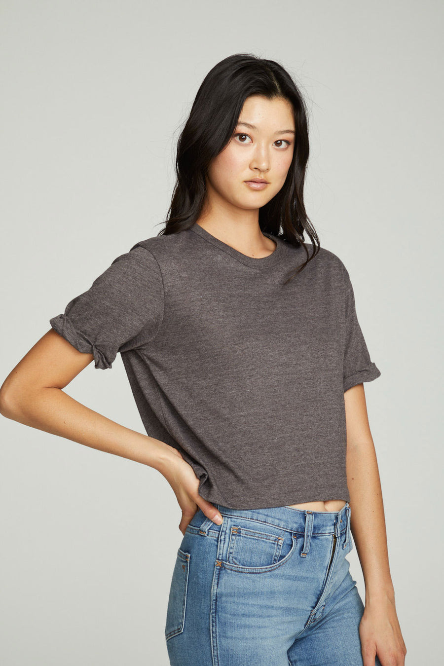 Cropped Crew Neck Short Sleeve Tee WOMENS chaserbrand