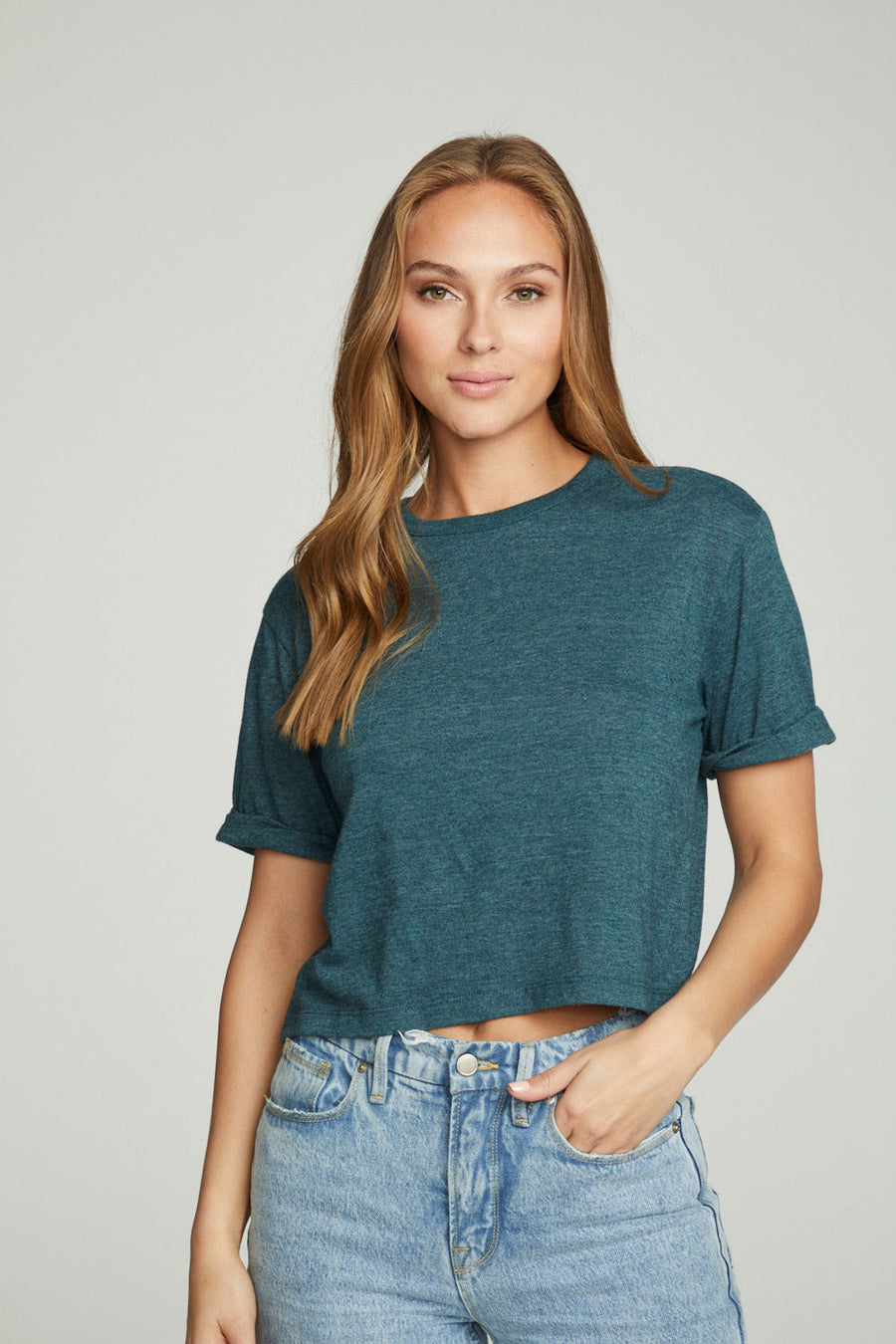 Cropped Crew Neck Short Sleeve Tee WOMENS chaserbrand