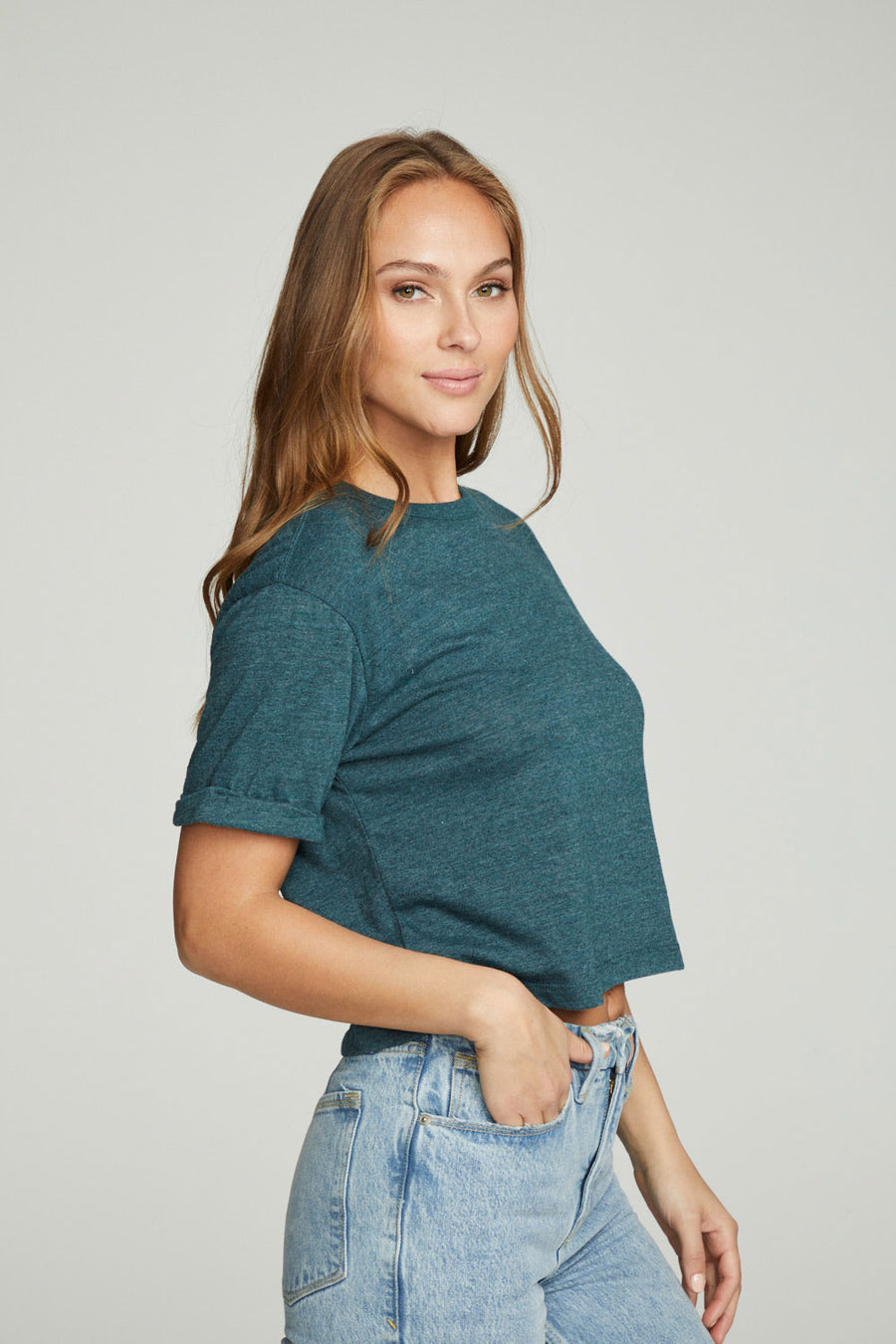 Cropped Crew Neck Short Sleeve Tee WOMENS chaserbrand